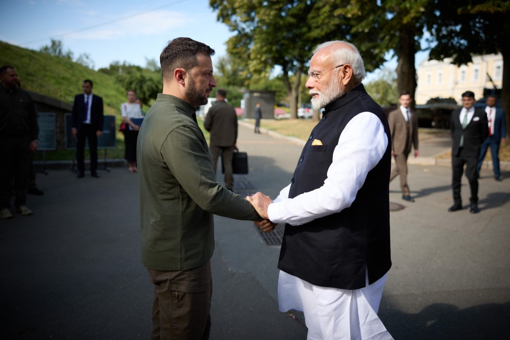 Indian Prime Minister Narendra Modi and Ukrainian President Volodymyr Zelenskyy on 23 August, 2024, in Kyiv. Source: President's Office