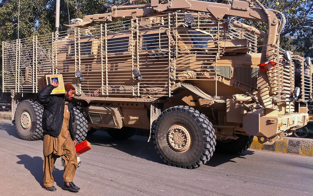 The Buffalo MPV can be outfitted with a cage to provide protection against against anti-tank weapons such as the RPG (rocket-propelled grenade). Photo via Wikimedia.