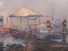 fire cherkasy oblast after shooting down russian shahed drone overnight 29 august 2024 telegram/ihor taburets