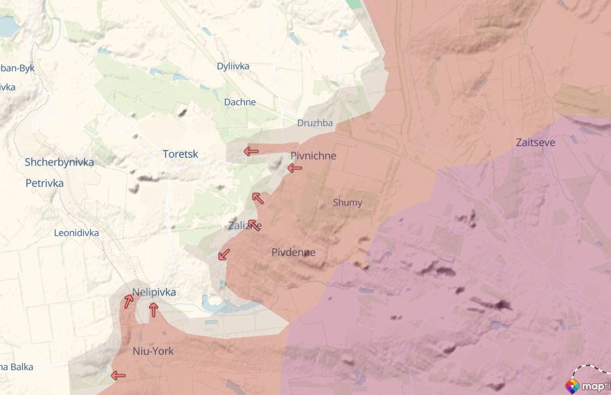 ukrainian forces control 20% donetsk's new york settlement sources say situation niu-york (new york) toretsk donetsk oblast 20 august 2024 deestate map niu torest