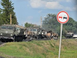 Destroyed column of Russian troops in Kursk Oblast