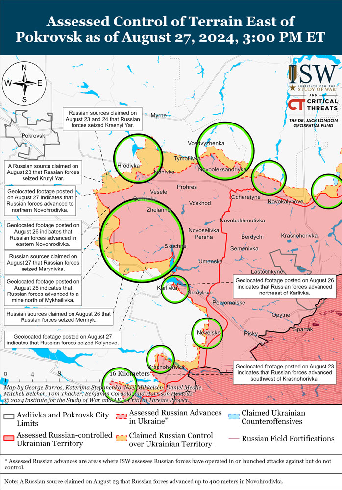 isw russian forces make relatively rapid advances near donetsk's pokrovsk map pokrovsk-donetsk