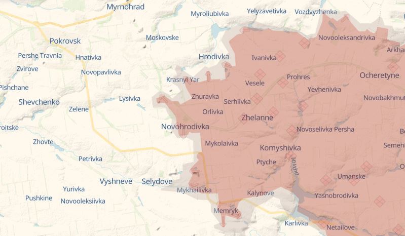 syrskyi ukraine advances 2 km kursk oblast pokrovsk remains most challenging sector situation donetsk 30 august 2024 russian-controlled area red map