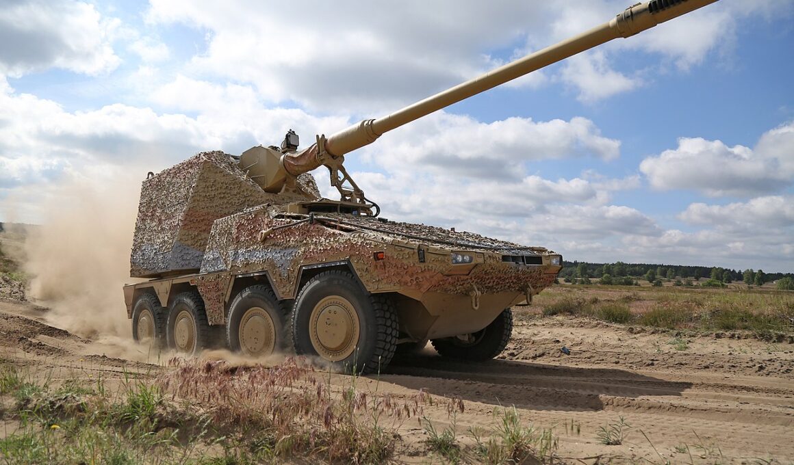 The RCH 155 (Remote Controlled Howitzer 155 mm) is a wheeled self-propelled howitzer developed by Krauss-Maffei Wegmann (now known as KNDS Deutschland), a German defense company. Photo via Wikimedia.