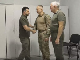 zelenskyy more russian pows one settlement captured kursk oblast ukrainian president volodymyr (l) commander-in-chief oleksandr syrskyi (c) sumy military administration chief zrtiukh (r) screenshot telegram/zelenskiy official zelensky-syrsky-artiukh