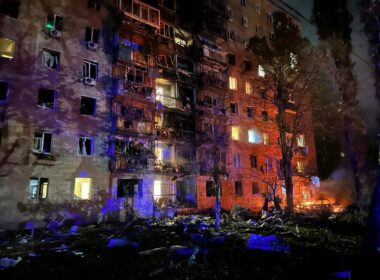 The building damaged in Kursk on the night on 11 August 2024