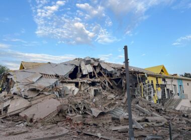 A destroyed building in Belgorod Oblast, Russia.