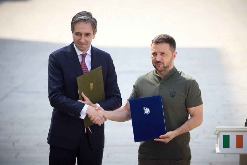 Ukrainian President Zelenskyy, Irish PM Harris sign defense deal on support for Ukraine