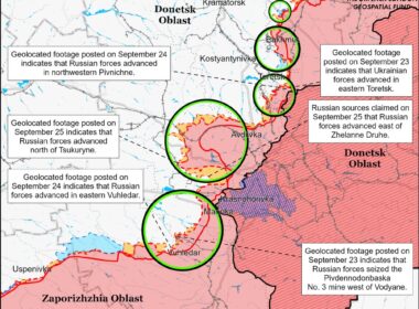 isw russian troops gain ground vuhledar while ukraine regains positions vovchansk map donetsk battle draft september 25 2024