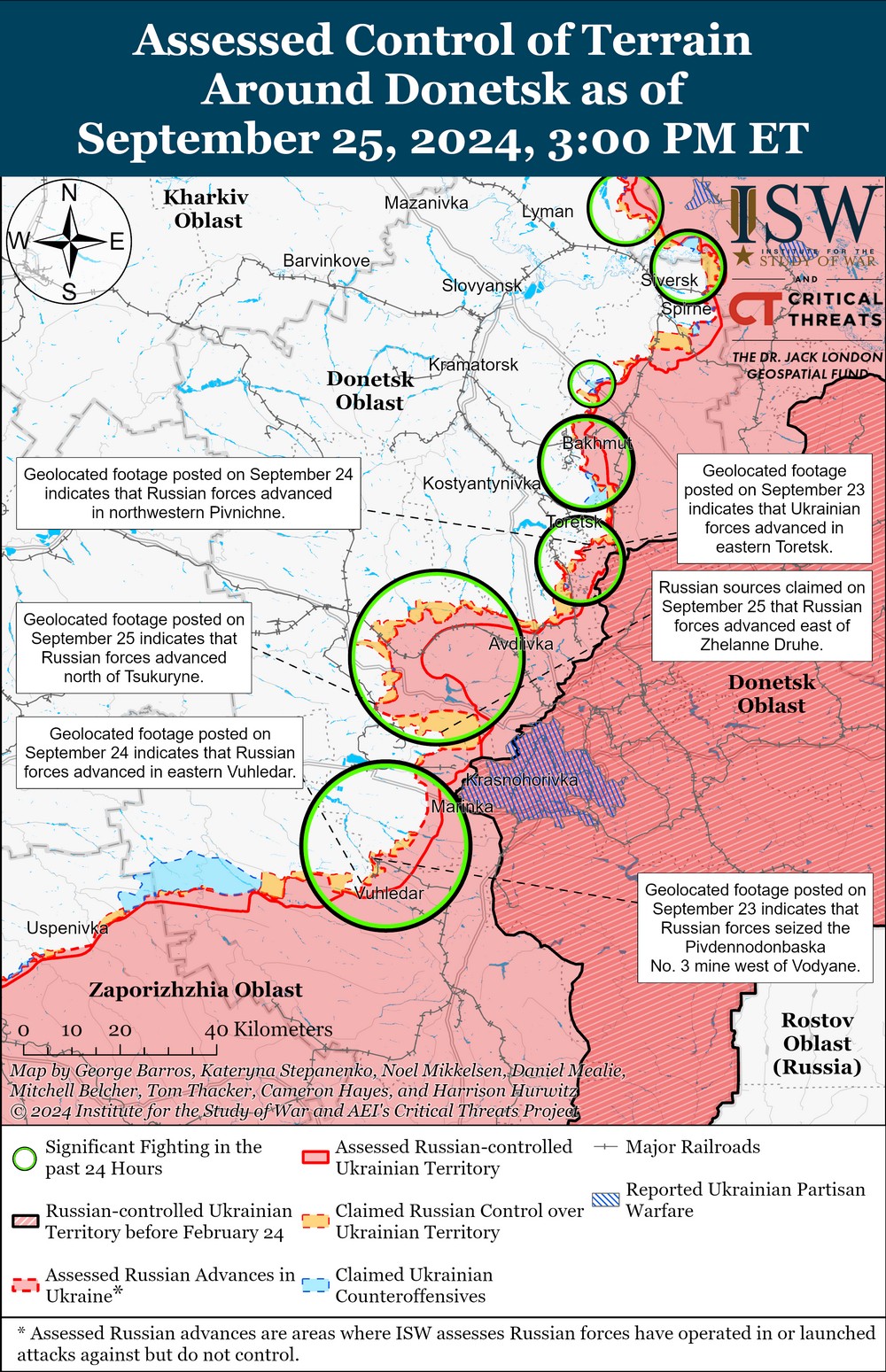 isw russian troops gain ground vuhledar while ukraine regains positions vovchansk map donetsk battle draft september 25 2024