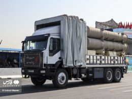 Fath 360 missiles mounted on a 6x6 truck.