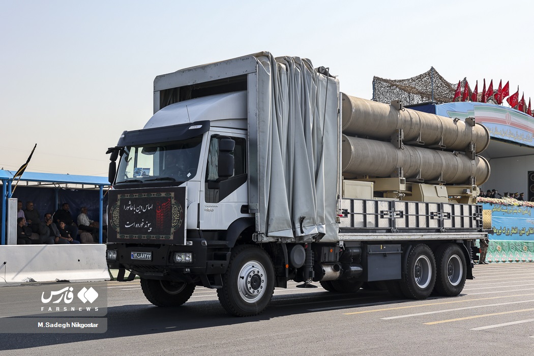 Fath 360 missiles mounted on a 6x6 truck.