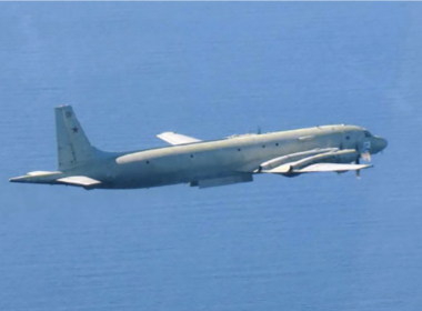 A Russian military aircraft violating Japanese airspace near Rebun Island in Hokkaido, northern Japan. (Photo courtesy of the Japanese Defense Ministry's Joint Staff Office).