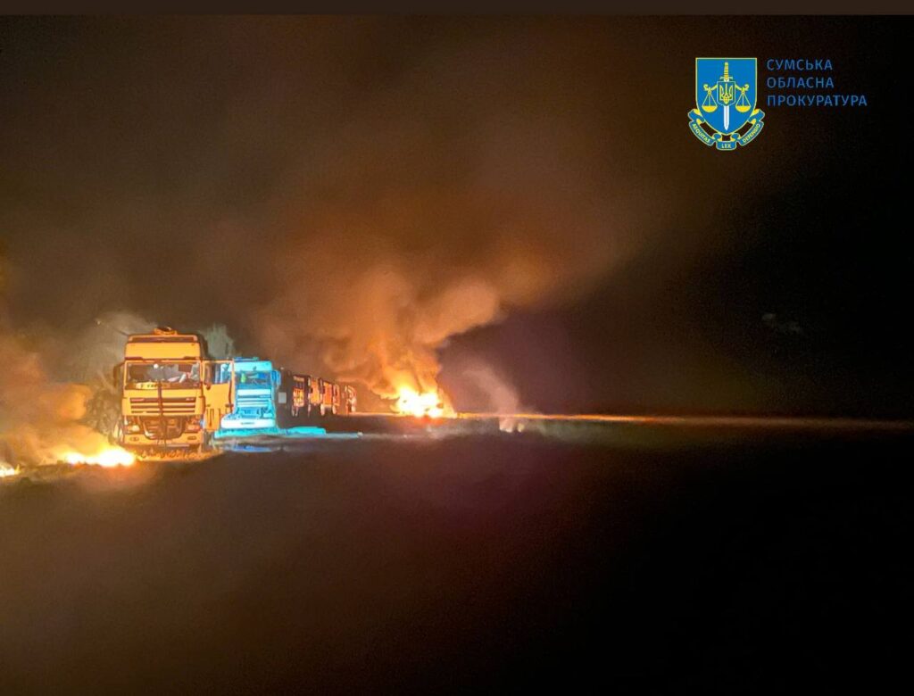 Russians hit grain trucks in Ukraine’s Sumy, claiming it was a military convoy