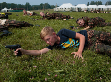 child soldiers russian school students train firearms historical-war camp borodino russia 24 july 2016 abc news/sarah blesener blesener_russia_22