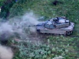 M1A1SA Abrams tank of the Ukrainian Army's 47th Separate Mechanized Brigade in action in Donetsk Oblast. Early August 2024. Screenshot from the brigade's video.