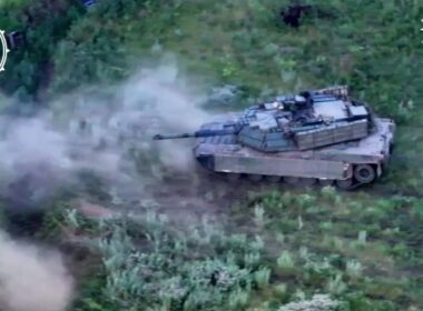 M1A1SA Abrams tank of the Ukrainian Army's 47th Separate Mechanized Brigade in action in Donetsk Oblast. Early August 2024. Screenshot from the brigade's video.