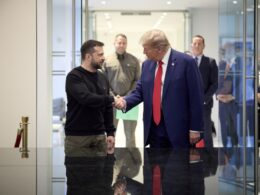 President of Ukraine Volodymyr Zelenskyy, meets with former US President Donald Trump in New York on 27 September 2024.