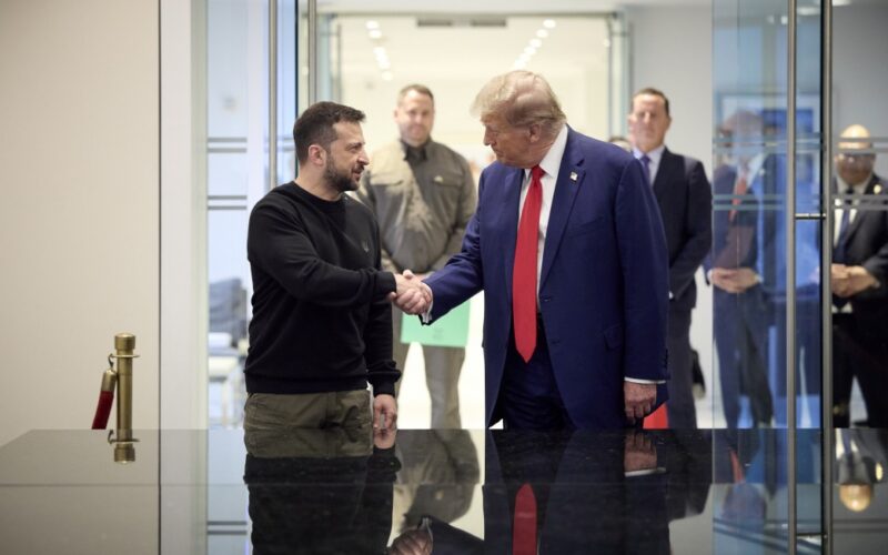 President of Ukraine Volodymyr Zelenskyy, meets with former US President Donald Trump in New York on 27 September 2024.