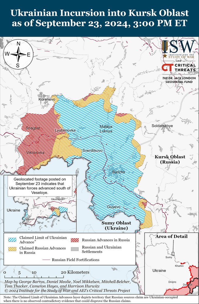 ISW: Ukraine advances in Russia’s Kursk Oblast, Russians gain ground near Kupiansk and Pokrovsk