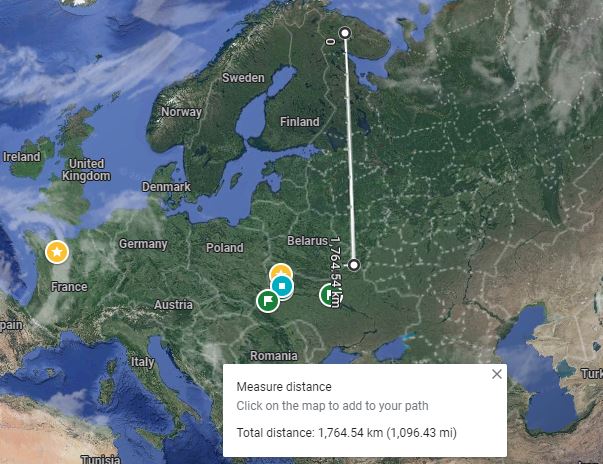 distance ukraine russia's olenya base