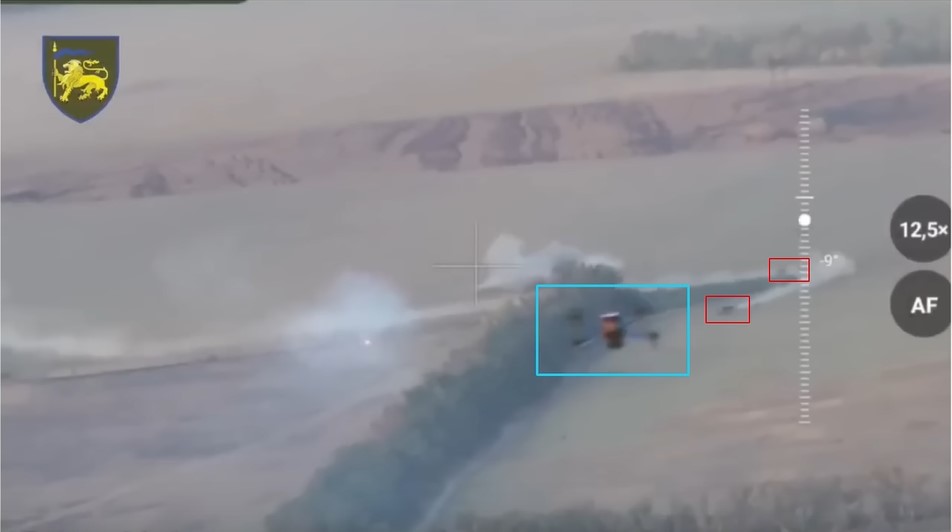 A screenshot from the Reporting from Ukraine video on YouTube, showing a Ukrainian kamikaze drone in the air.