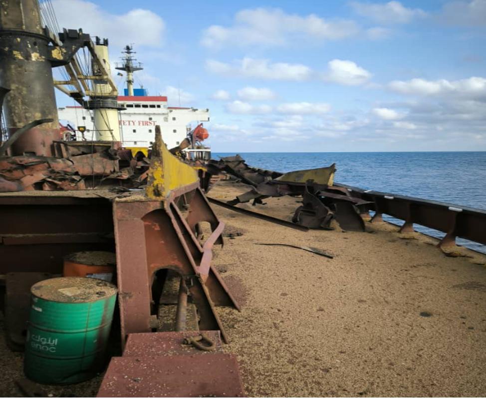 The civilian cargo vessel, which was hit by a Russian missile near Snake Island in the Black Sea. Photo: Zelenskyy's Telegram.