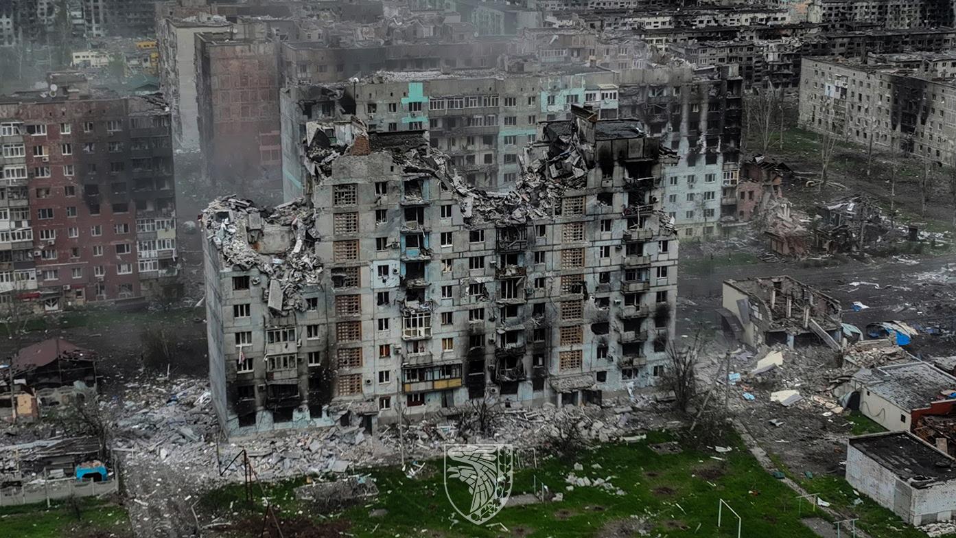 Occupied in fall 2023, Bakhmut in Donetsk Oblast, was nearly razed by the Russian forces before its capture in May 2023. Photo: 93rd Mechanized Brigade via Facebook