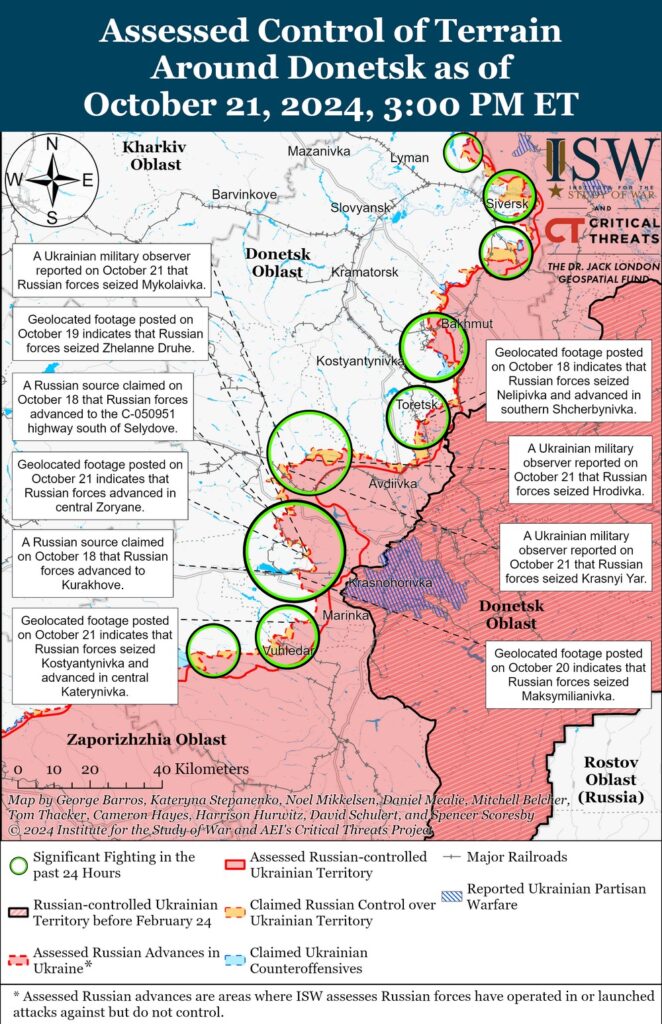 ISW:  Russians capture three villages near Kurakhove, advance in Selydove; Ukrainians gain ground in Kursk Oblast