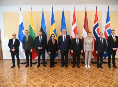 Foreign Ministers of the Nordic and Baltic countries meet up with their Ukrainian counterpart Andrii Syhiba in Odesa. Photo via Maria Stenergard/X.