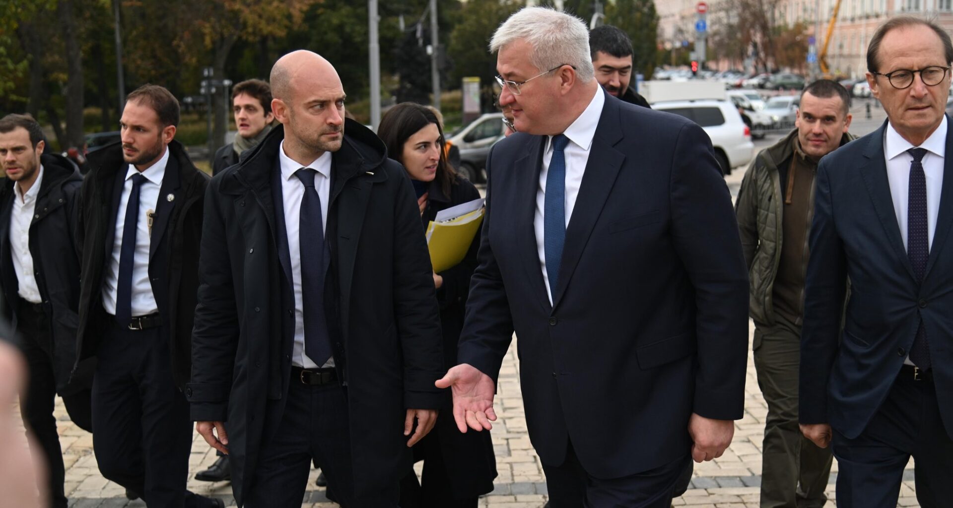 France's foreign minister Jean-Noël Barrot and Ukraine's Foreign Minister Andrii Sybiha in Kyiv.