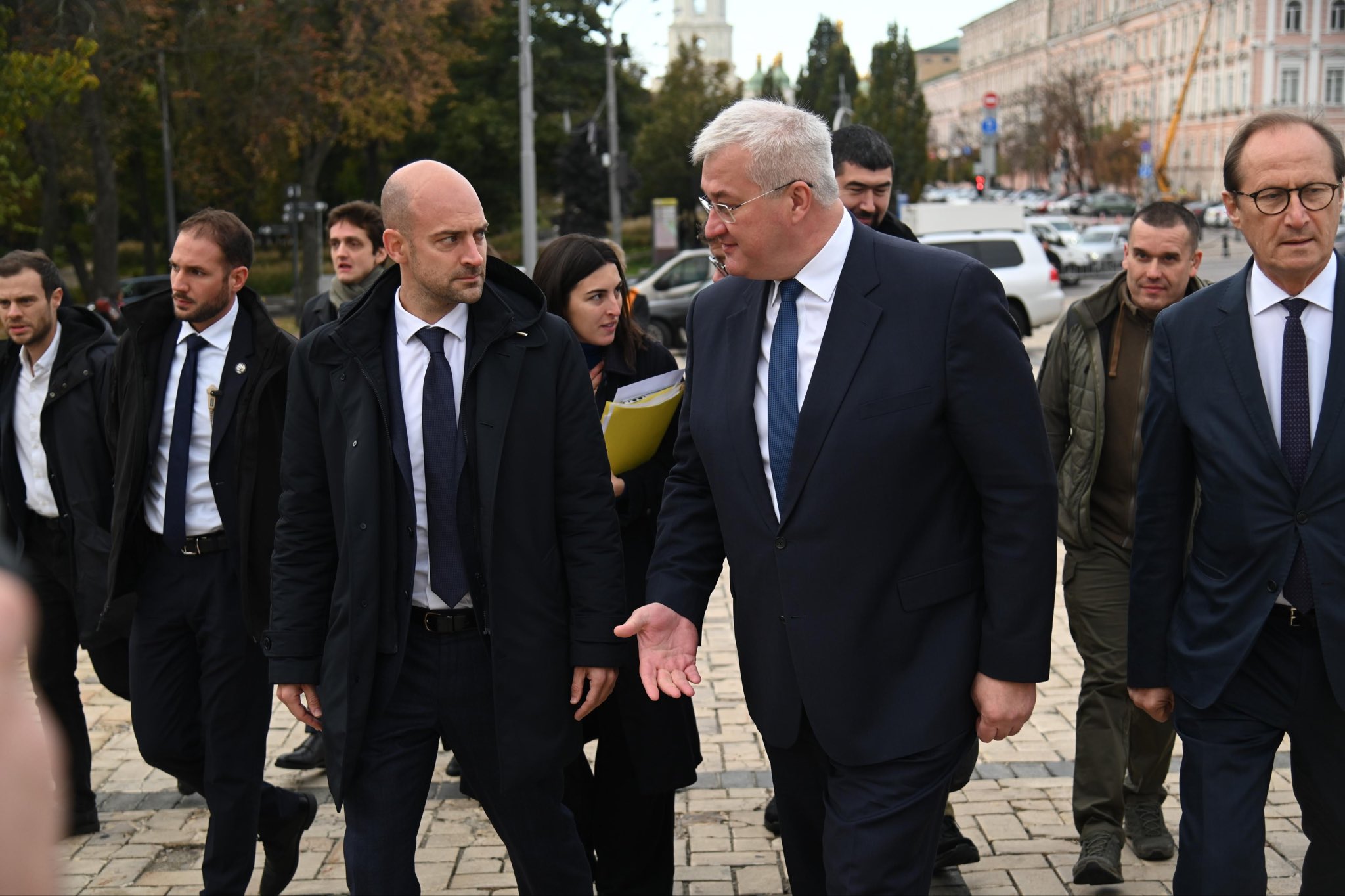 France's foreign minister Jean-Noël Barrot and Ukraine's Foreign Minister Andrii Sybiha in Kyiv.