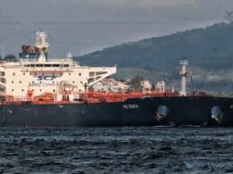 NS Bora crude oil tanker sailing under the flag of Gabon, one of the vessels in Moscow's so-called "shadow fleet."