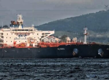 NS Bora crude oil tanker sailing under the flag of Gabon, one of the vessels in Moscow's so-called "shadow fleet."