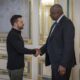 US Defense Secretary Lloyd Austin and Ukrainian President Zelenskyy.