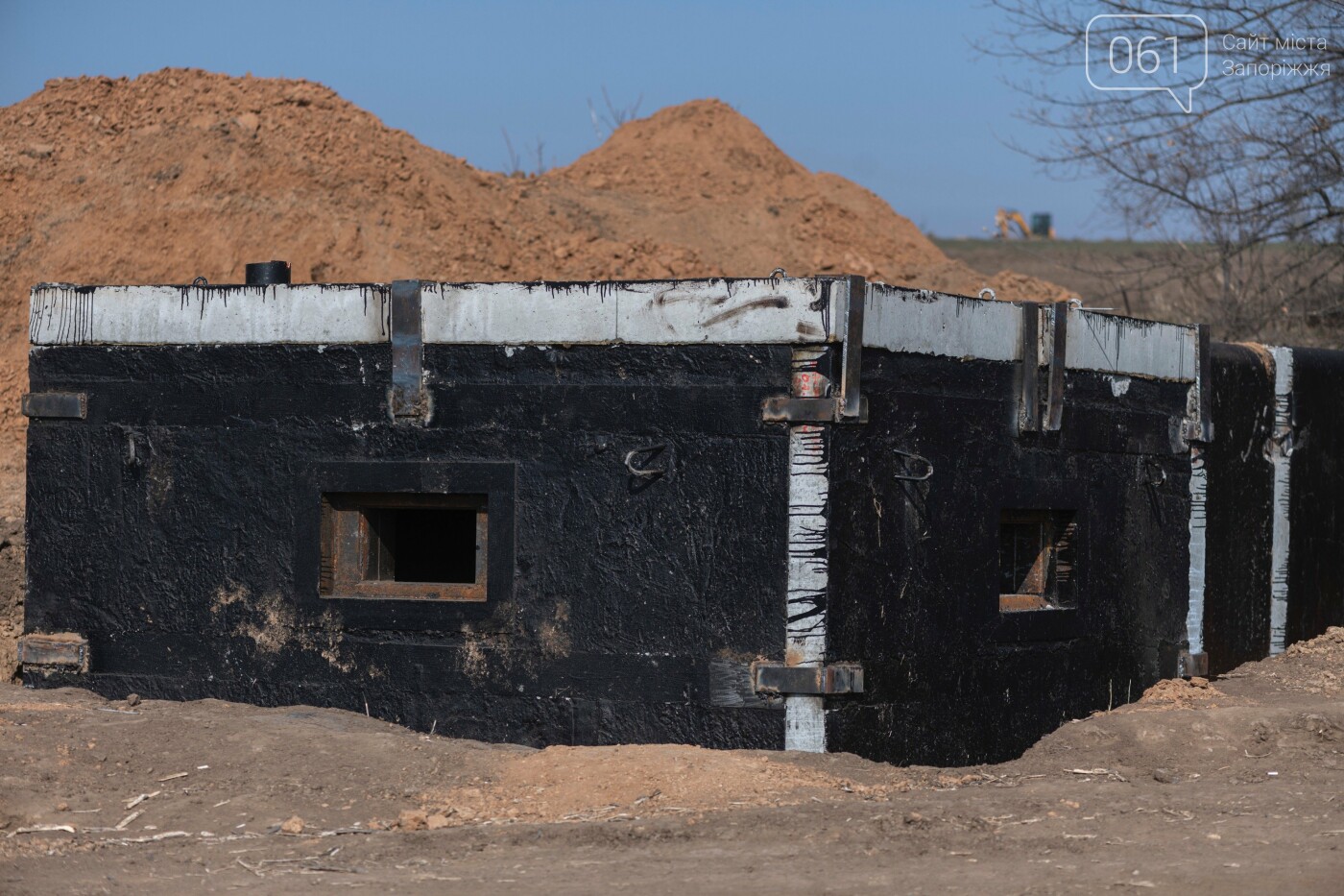 Concrete bunkers are part of fortifications in the Zaporizhzhia Oblast