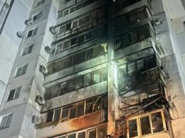 fires erupt chornomorsk apartment building following russian drone attack aftermath russia's strike odesa oblast overnight 8 october 2024