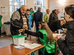 Voting in Tbilisi during Georgia's parliamentary elections on 26 October