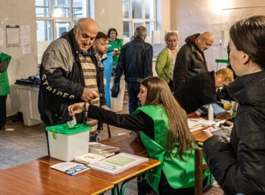 Voting in Tbilisi during Georgia's parliamentary elections on 26 October