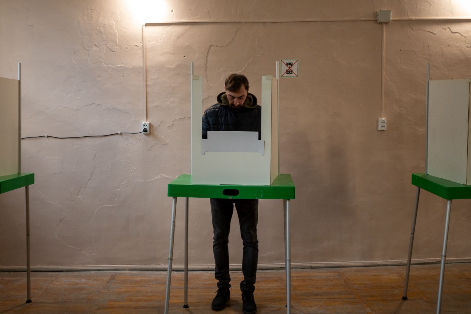 Voting in Tbilisi, Georgia, on 26 October parliamentary elections