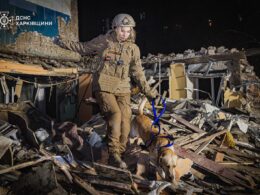 Aftermath of the Russian missile attack on a police station in Kharkiv, 1 November.