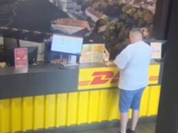 wsj us-bound planes possibly targeted russian dhl-linked incendiary scheme european law-enforcement official shows suspect dhl shop vilnius lithuania