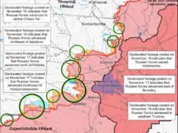 russian advances confirmed donetsk kursk oblasts isw deep state mapping project map battle draft november 18 2024