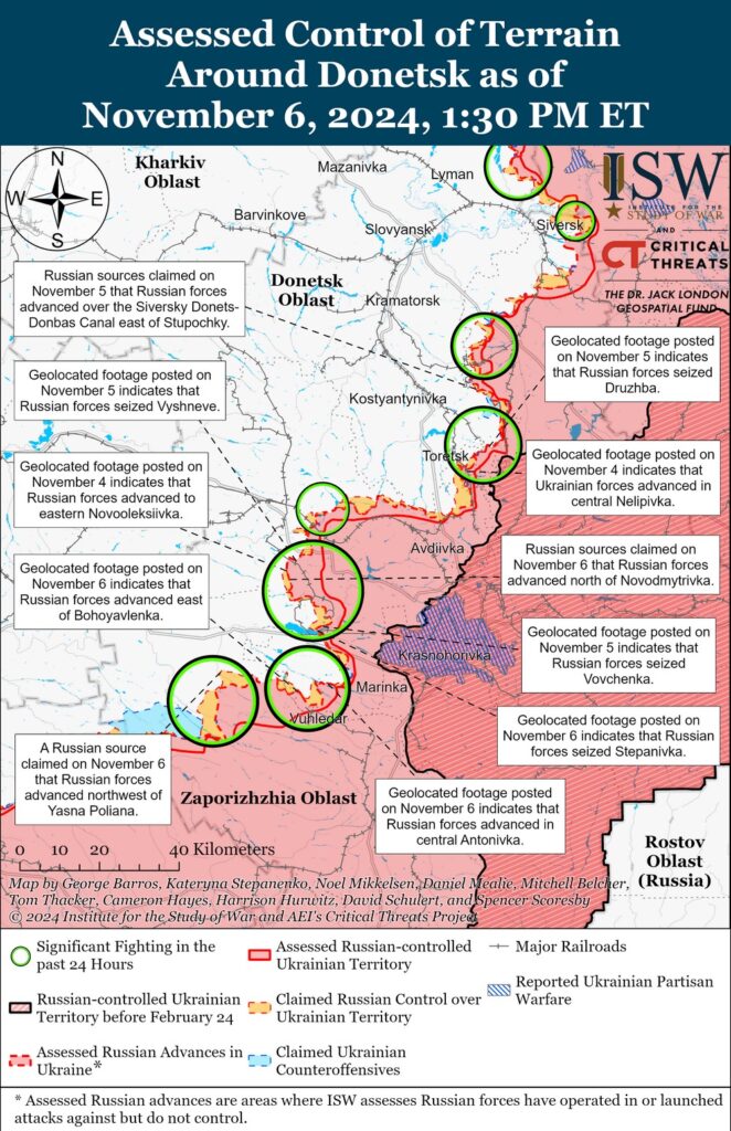 ISW: Russian advances recorded near Kupiansk, Svatove, Pokrovsk, Kurakhove, and Vuhledar