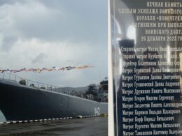 memorial reveals 34 russian sailors died novocherkassk 2023 ship sinking bsf's landing (l) occupied crimea before its featuring names eliminated during attack