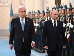 isw putin meets tokayev kazakhstan remains key russia's sanctions evasion schemes presidents kassym-jomart vladimir russia astana 27 2024 (phototokayev's office) russian president kazakh met signing joint statement deepen russian-kazakh strategic