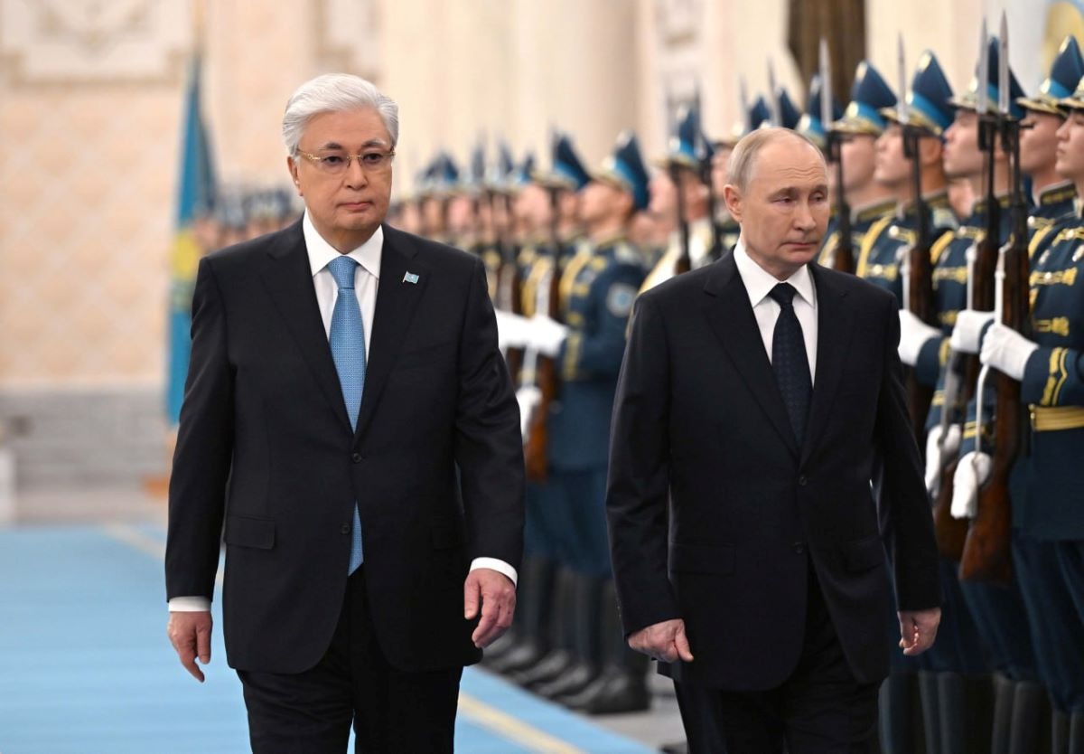 isw putin meets tokayev kazakhstan remains key russia's sanctions evasion schemes presidents kassym-jomart vladimir russia astana 27 2024 (phototokayev's office) russian president kazakh met signing joint statement deepen russian-kazakh strategic