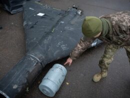 kyiv moscow trade overnight drone strikes ukraine downs most russian uavs ukrainian military warhead russia's shahed 136 lying next