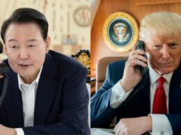 north korean troops russia pyongyang denuclearization among topics yoon-trump phone call south president yoon suk-yeol (left) during us president-elect donald trump nov 7 then-president sep 2019