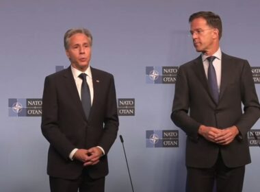 russia’s ukraine invasion endangers global order warns nato chief us secretary state antony blinken (left) secretary-general mark rutte (right) speak journalists hq brussels 13 november 2024